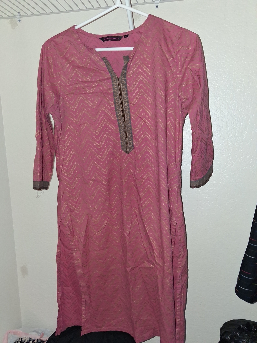 Women’s Rose Pink Tunic Dress with Contrast Trim